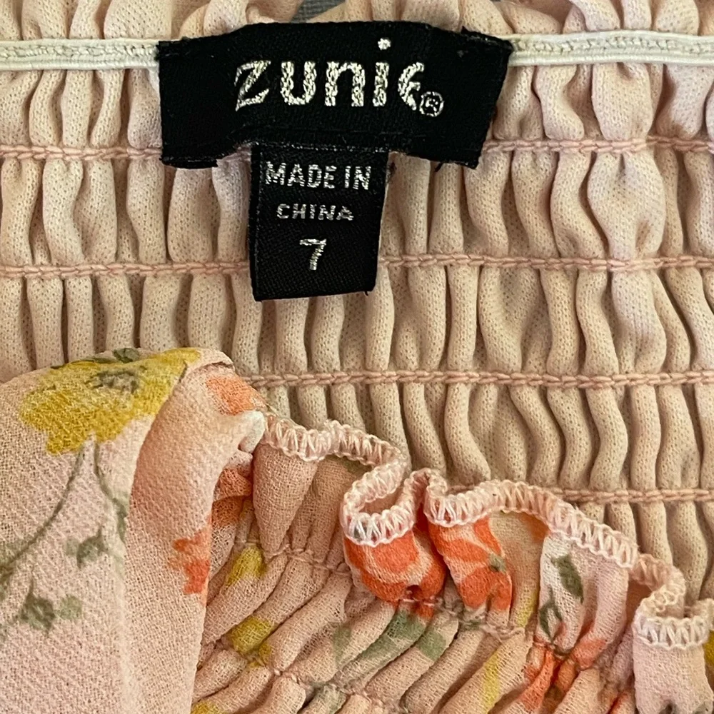 Zunie Girls 7 Floral Pink Dress with built in shorts